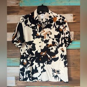 Zara Abstract Button Up Shirt | Resort Vacation Short Sleeve Top